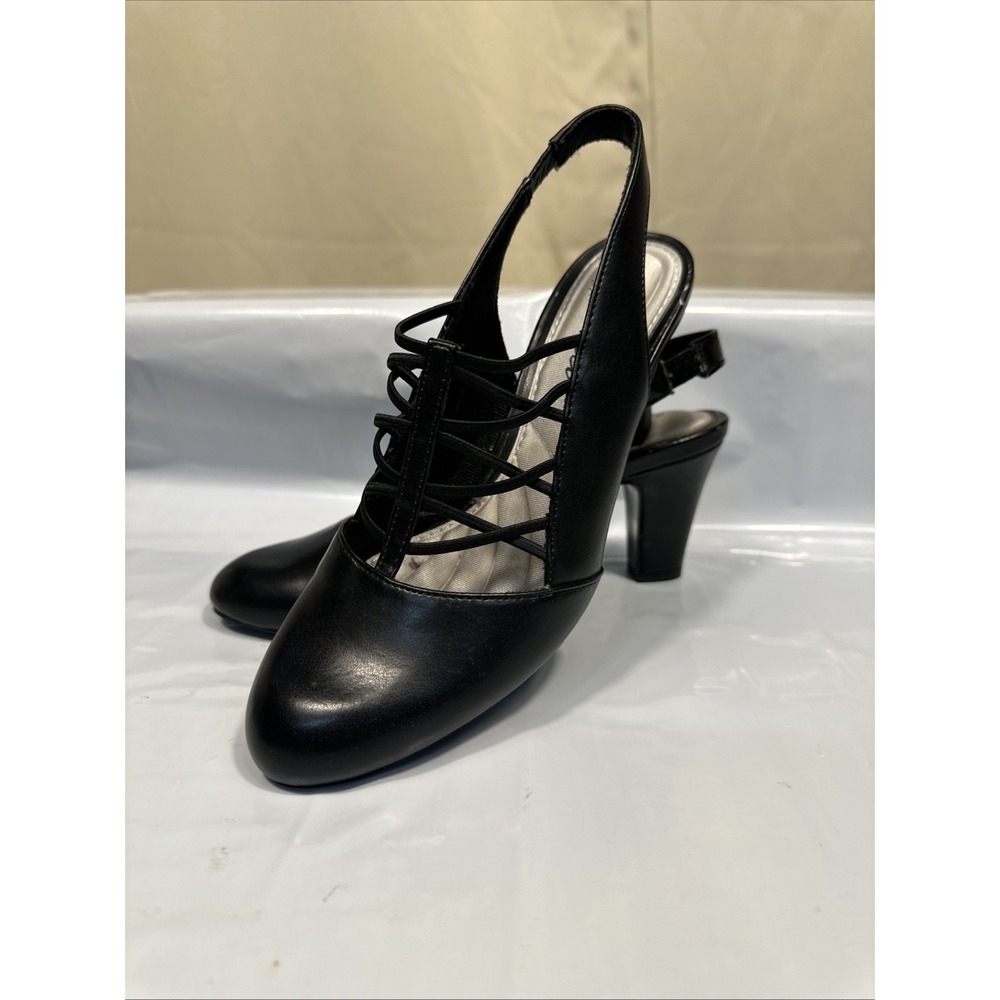 Easy Street Women Slingback Criss Cross Strap Sandals Berry Size US 7.5 Black